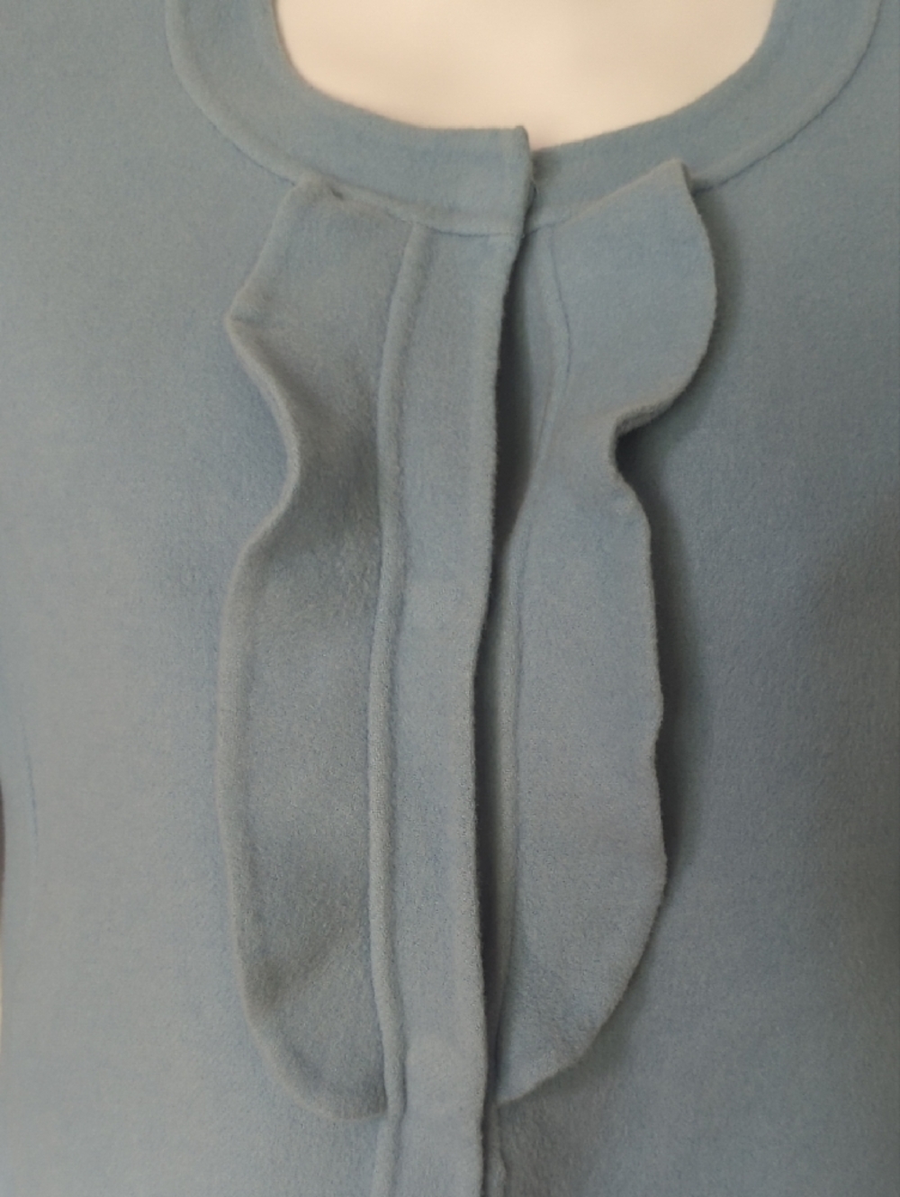 Talbots Light Blue Ruffle-Front Cropped Jacket - Picture 4 of 12